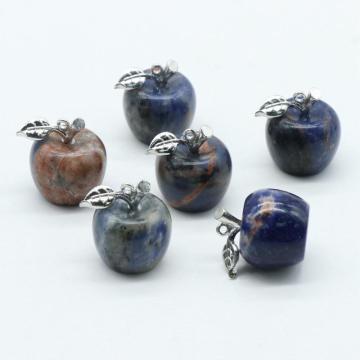 Handmade Craved 20MM Sodalite Apple Pendant Necklace