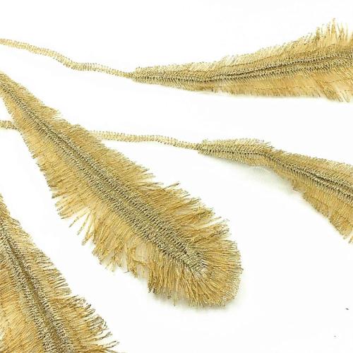 Gold Feather Embroidered Patch Embroidery Applique