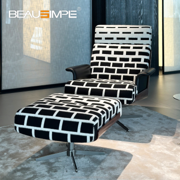 Italian High-Back Swivel Lounge Chair