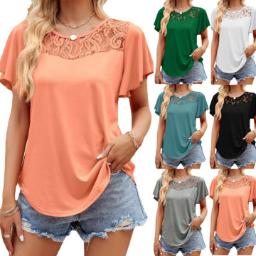 loose Ladies Tops women's t-shirts Hollowing out