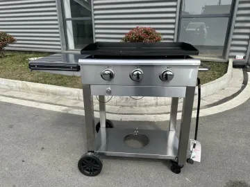 Outdoor 3 Burner Flat Top Gas Griddle Grill with Rain Cover