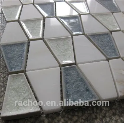 Crackle glass tile made by oriental white mosaic tile