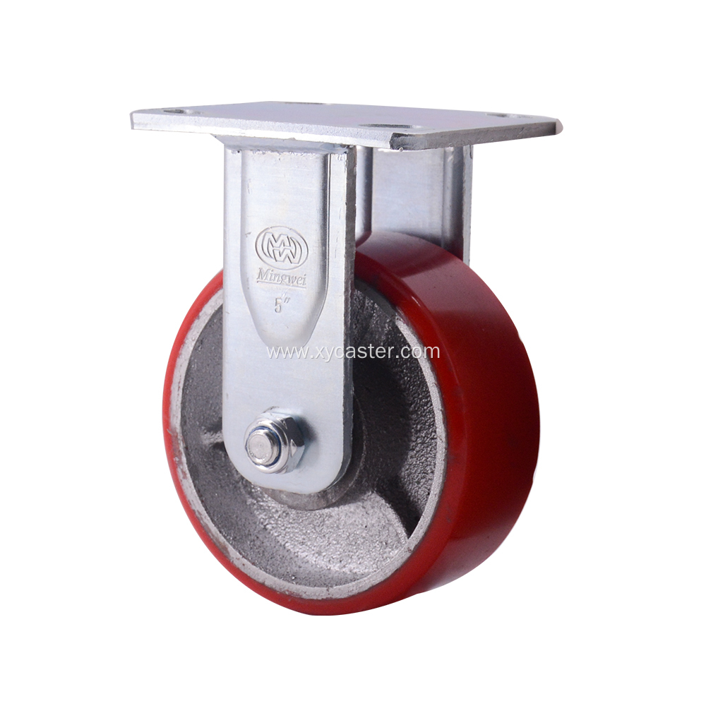 5 Inch Fixed Red PU Caster