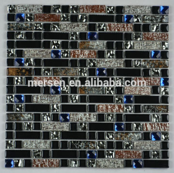 Crystal glass mix stone and resin mosaic tiles for kitchen wall