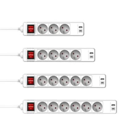 4-Way French Type Euro Socket: Multiple Socket Outlet Extension Power Socket