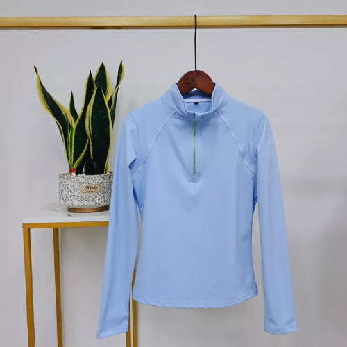 Light Blue Ladies Equestrian Long Sleeve Tops