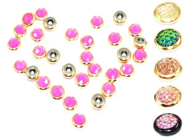 9.5mm Rhinestone Rivets with Colored Resin Stone Embellished