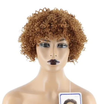 Heat Synthetic Resistant Brown Wig Top Quality Afro Kinky Curly Wholesale Short Pixie Cut Wigs For Black Women