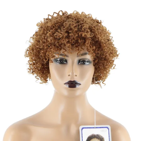 Heat Synthetic Resistant Brown Wig Top Quality Afro Kinky Curly Wholesale Short Pixie Cut Wigs For Black Women