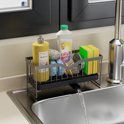 Standing Single-Tier Kitchen Storage Rack for Sink Faucet Accessories