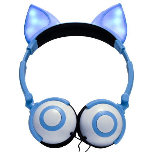 Fones de ouvido com fio Cosplay Fox Ear Fones de ouvido iluminados