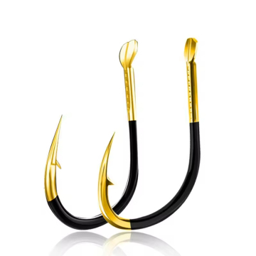 Wholesale Iseama Fishhook 1#-15# High Carbon Steel Black Gold Flat Eye Single Barbed Carp Fishing Hook