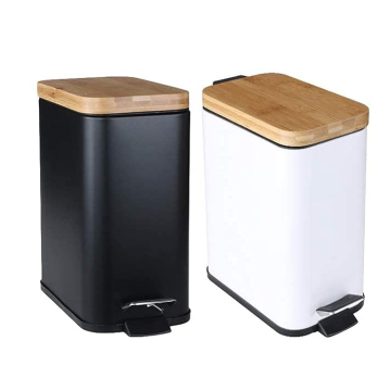 Small Metal Step Trash Can for Kitchen and Bedroom, 5 Liter Rectangular Garbage Bin