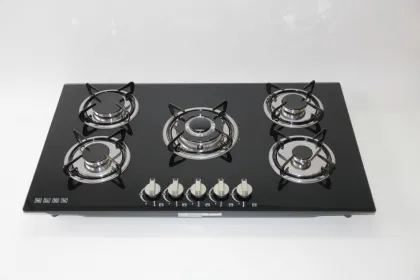 High-Efficiency 5 Burner Gas Stove - Smoke-Free Desktop Gas Stove for Household Use