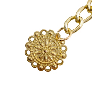 Retro Sunflower Round Waist Chain - Adjustable Antique Ethnic Style Metal Body Belt