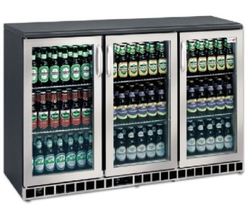 Double door bar bottle cooler, Silver