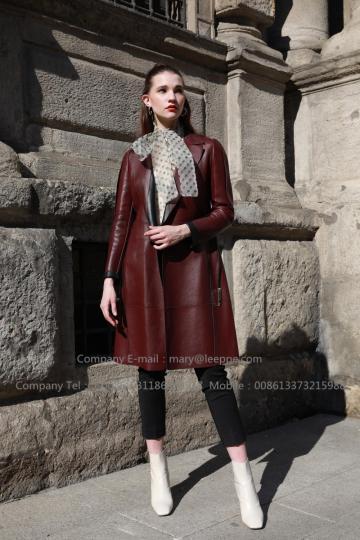 Lady's Dark Red Sheepskin Coat