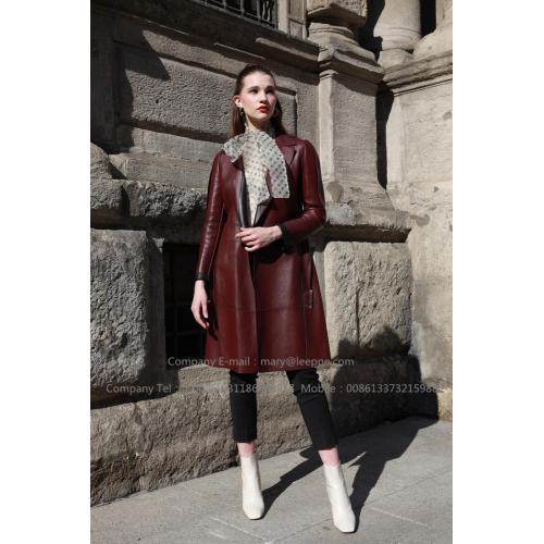 Lady's Dark Red Sheepskin Coat