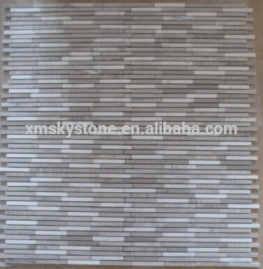 Polished Non Gap Pattern Grey and White Colors Wood Vein Stone Mosaic