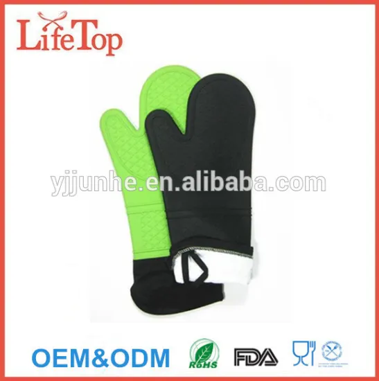 Heat Resistant Potholder Gloves Black Silicone Oven Mitts