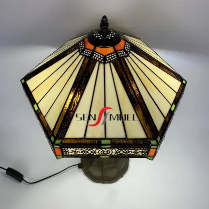 Antique Tiffany Style Desk Lamp with Floral Design