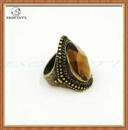 New Product Elegance Women Big Amber Crystal Ring