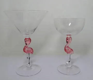 custom flamingo stem glass cocktail martini glasses