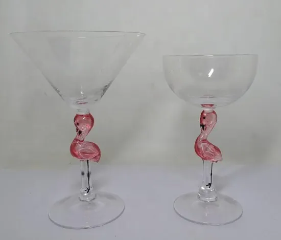 custom flamingo stem glass cocktail martini glasses