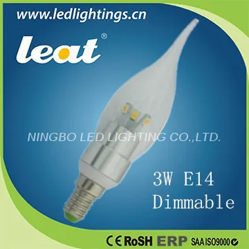 E14 3W LED candle dimmable Epistar chips, 220lm coolwhite light E14