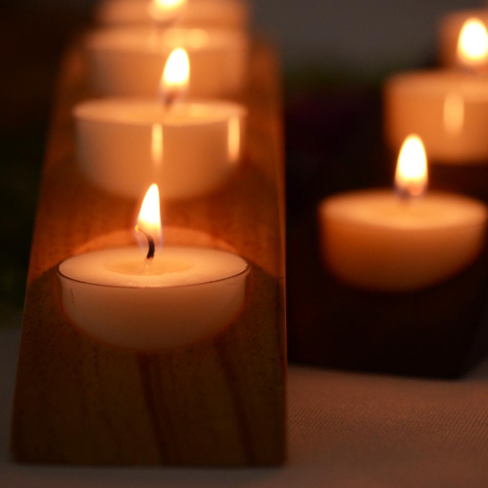 7 Holes Wooden Tea Light Candle Holders Stand