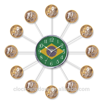 Brazil coin wall clock