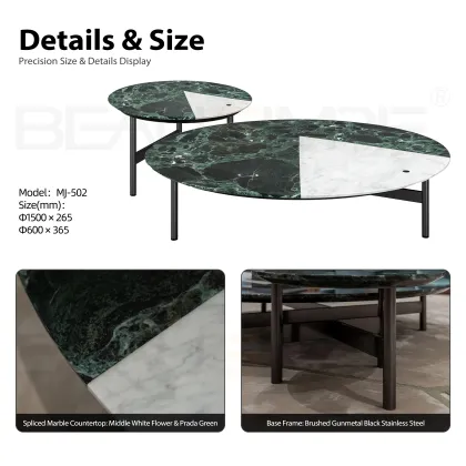 Totu Prada Green White Marble Spliced Coffee Table