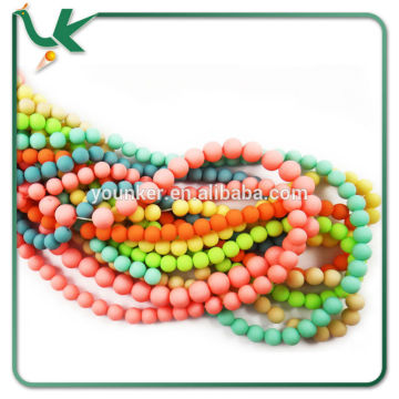Round Shape Rubber Finish Plastic Beads String