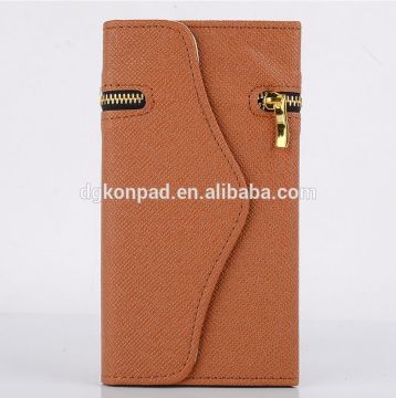 Gold Rivet leather mobile phone case cover mixed color zipper flip wallet Magnetic Buckle for iphone 6 6S plus