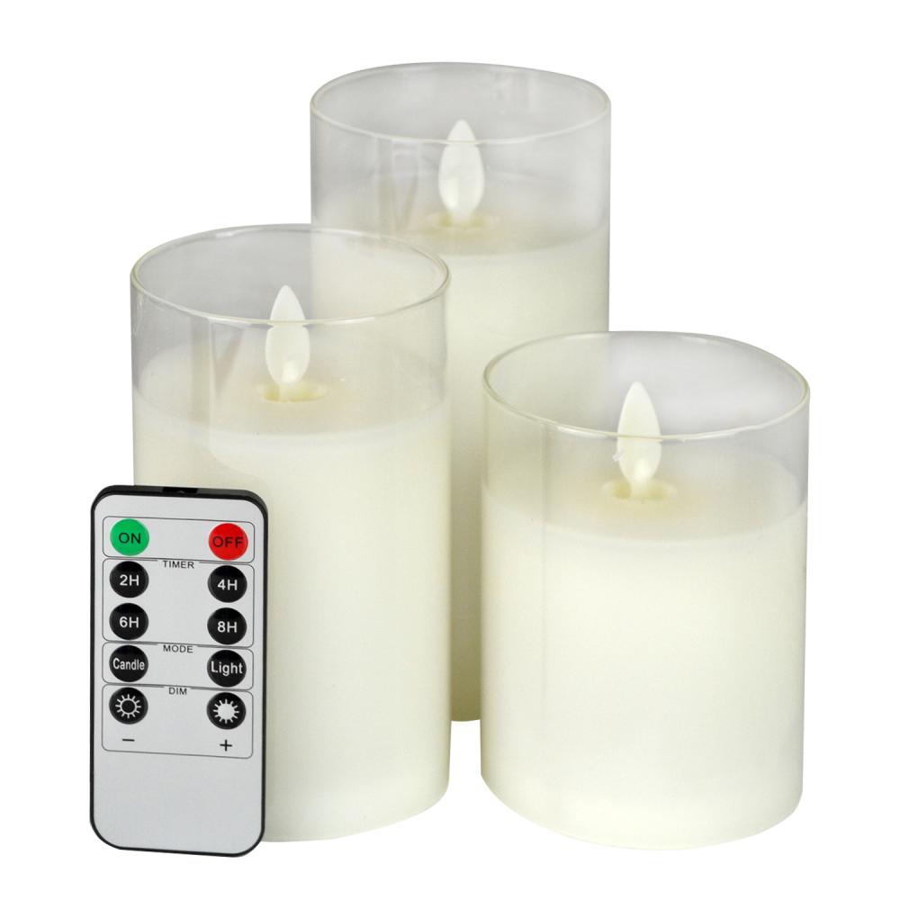 Ρεαλιστικές μπαταρίες LED Flameless Glass Candles με απομακρυσμένο