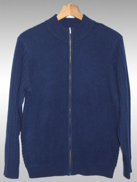 Semi-high collar zipper cashmere cardigan