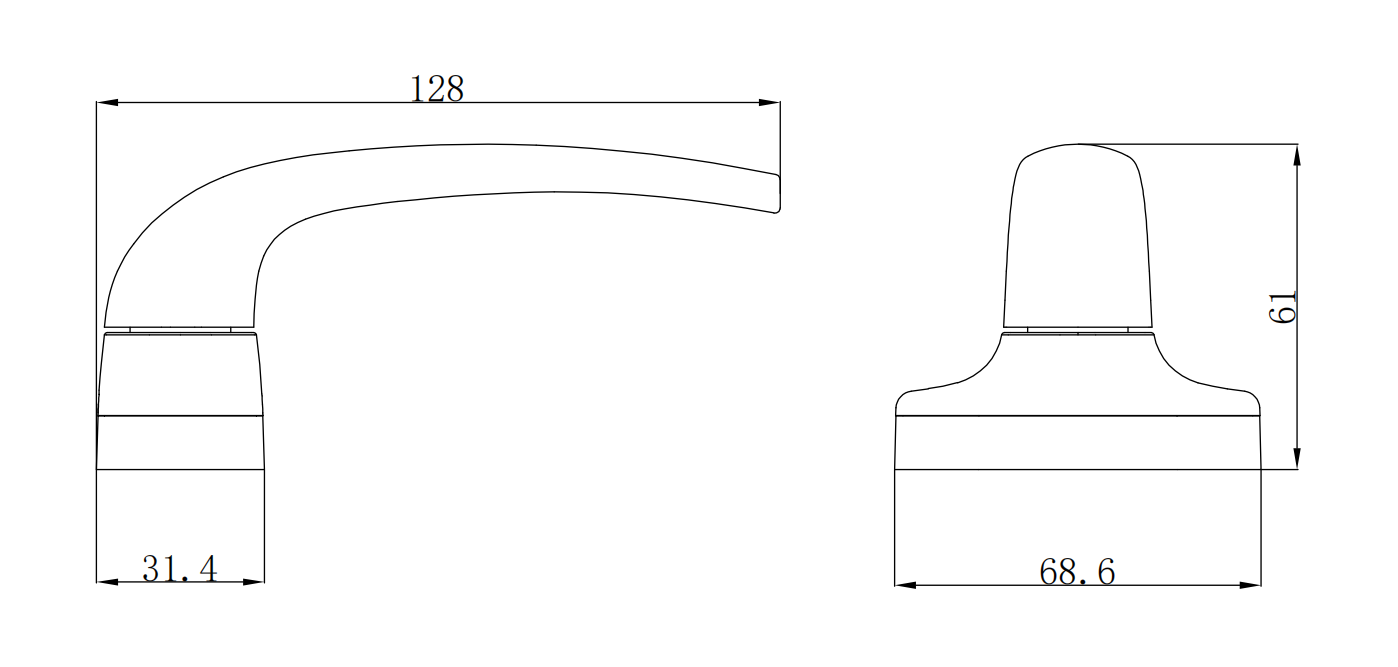 double sided aluminum door handle installed on swing door