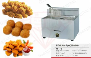 Gas Countertop Deep Fryer , Stainless Stee Dual Basket Deep Fryers