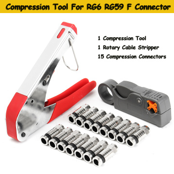 2020 High Quality Connector Compression Tool For RG6 RG59 F Fitting Coaxial Cable Crimper Striper Wire Stripping Pliers Kit