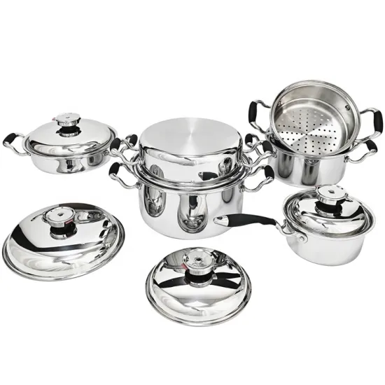 10Pcs Stainless Steel Pans and Pots Set - Induction Compatible & Easy Cleanup
