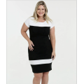 O-Ausschnitt Kurzarm Kleid Plus Size Kleid