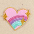 Rainbow Heart shaped Stripes Iron on embroidery Patches