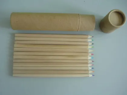 natural wooden color pencils in paper tube