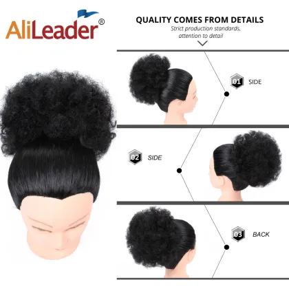 AliLeader High Temperture Fiber Hair Bun Afro Curly Chignon For Women Synthetic Large Chignon