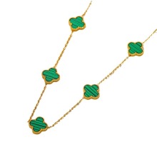 Luxury Green Striped Clover Pendant Necklace