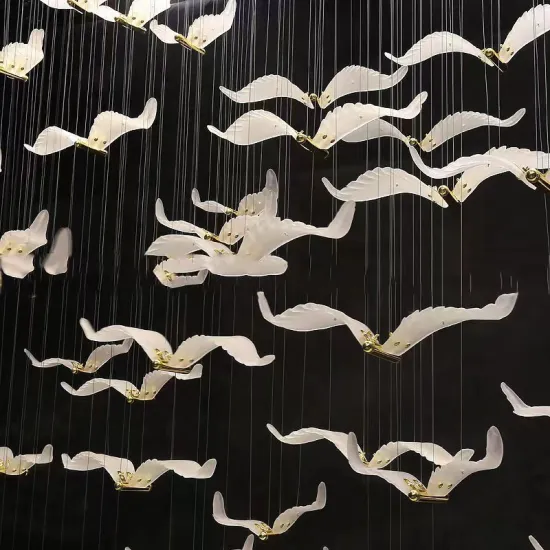 Bird Light Modern Glass Wild Goose Chandelier for Living Room and Dining Room