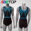 Leotardas de ginástica sem mangas com strass para meninas