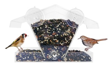 Acrylic Window Bird Feeder. Sliding Roof. Super Strong Suction Cup Design Secures the Bird House on the Window.