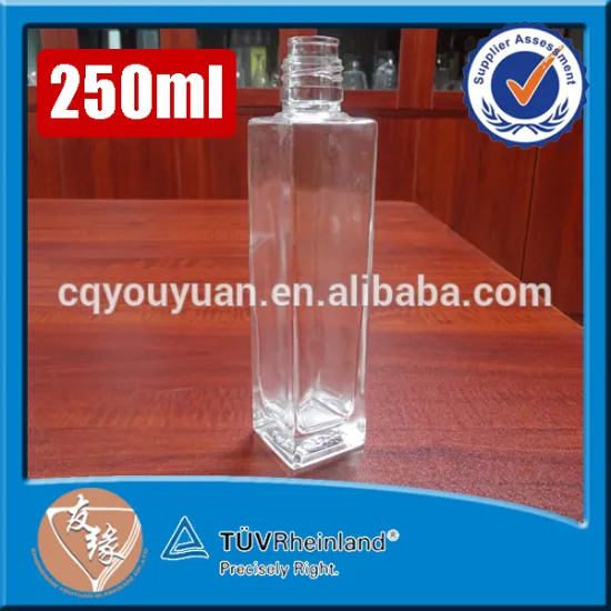 Custom made rectangle squre 250ml new design olive oil glass bottle