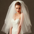 Fashion Wedding Veil Simple Tulle White Ivory Two Layers Bridal Veil Cheap Bride Accessories 75cm Short Women Veils With Comb